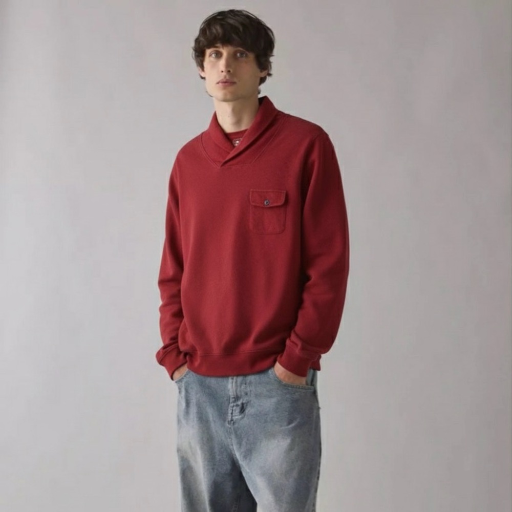Pendleton Surf Lightweight Red Shawl Collar Sweatshirt Size Large Outdoor Preppy